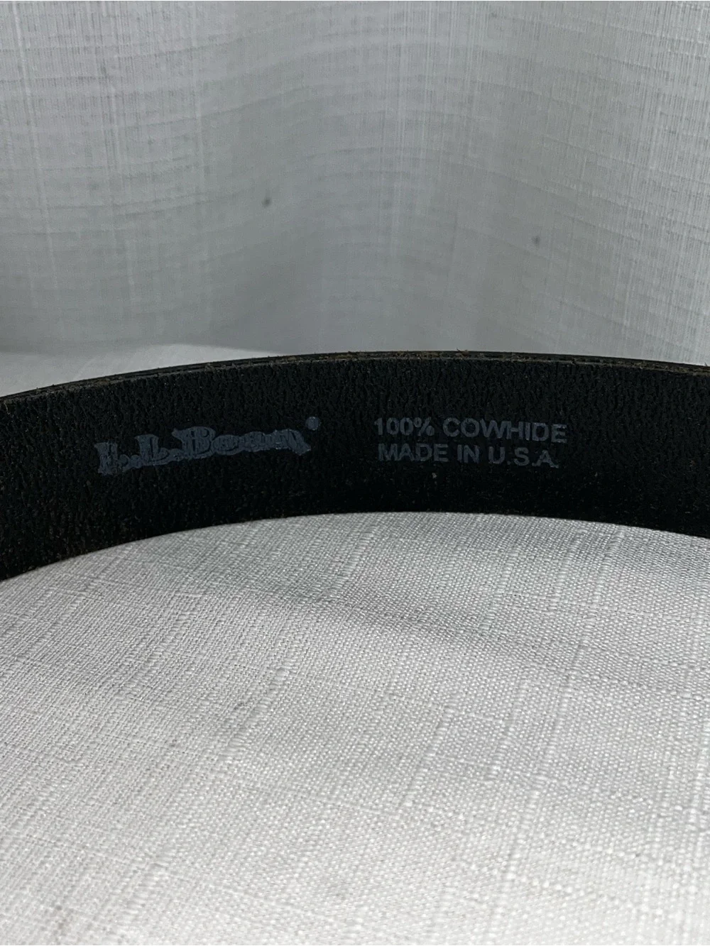 LL Bean Black Cowhide Leather Belt Solid Brass Buckle USA Size 30 Fits 27–33